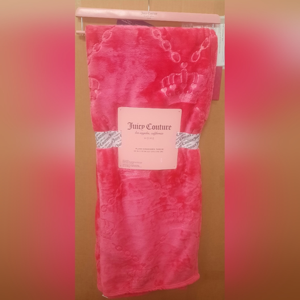 Pink Juicy Couture Plush Embossed Throw - 50" x 70"